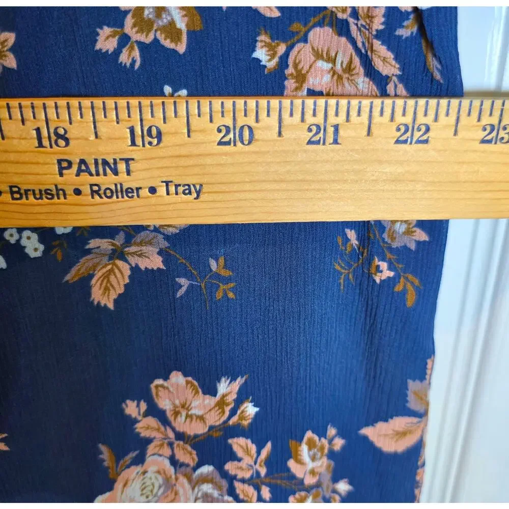 Sundance Highland Garden Silk Tunic Blouse Floral Sz XL Blue Pullover Sheer $138 - Picture 15 of 16